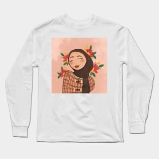 Flower girl in brown hijab Long Sleeve T-Shirt